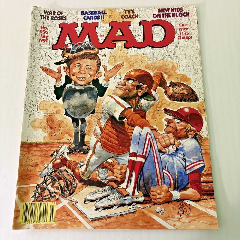 Mad Magazine July 1990 No 296 NKOTB, War of the Roses, TV's Coach Baseball Cards